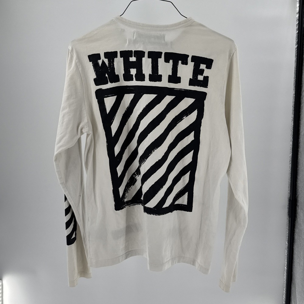 RARE Off-White Unisex White Long Sleeve Brushed Diag Tee Size S Virgil Abloh